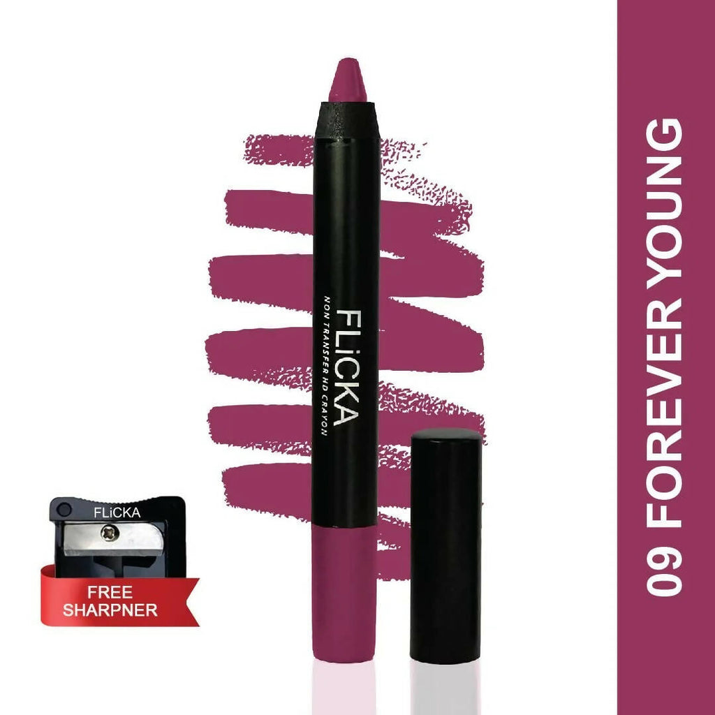 FLiCKA Lasting Lipsence Crayon Lipstick 09 Forever Young - Pink | Grocsy