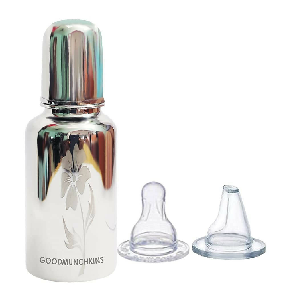 Goodmunchkins Stainless Steel Feeding Bottle Joint Less 304 Grade No Joints BPA Free for New Born Baby/Toddlers/Infants-200ml | Grocsy