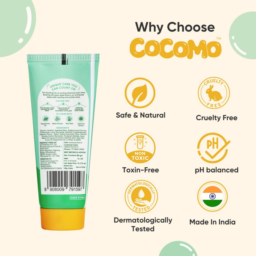 Cocomo Dazzle With Green Apple Toothpaste For Kids | Grocsy