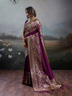 Shree Shyam Fashion Wine Silk Blend Saree | Grocsy