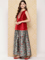 Ahalyaa Women's Traditional Wear Co-ods - Red | Grocsy