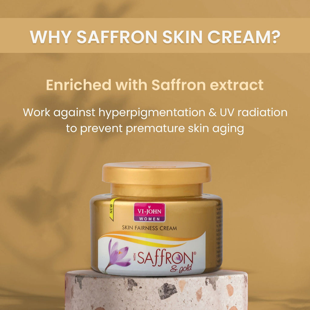 VI-JOHN Saffron Gold Skin Fairness Cream with Vitamin E & Mulberry Extracts | Grocsy
