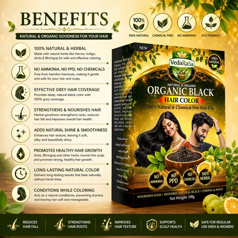 VedaRasa Natural & Organic Black Hair Color | Grocsy