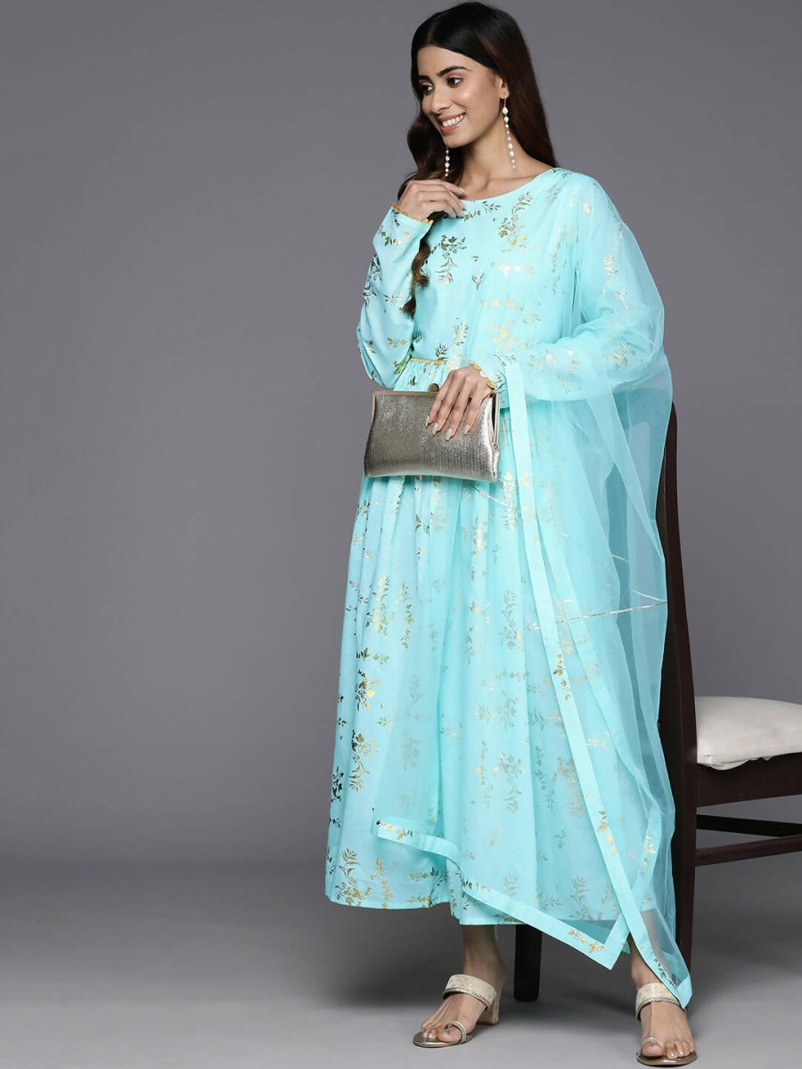 Ahalyaa Women's Traditional wear Dress - Blue | Grocsy
