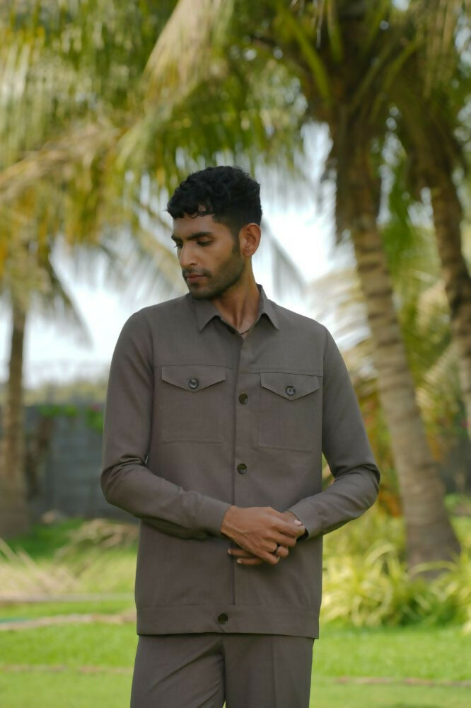Azure Brown Shacket by Hilo Design | Grocsy