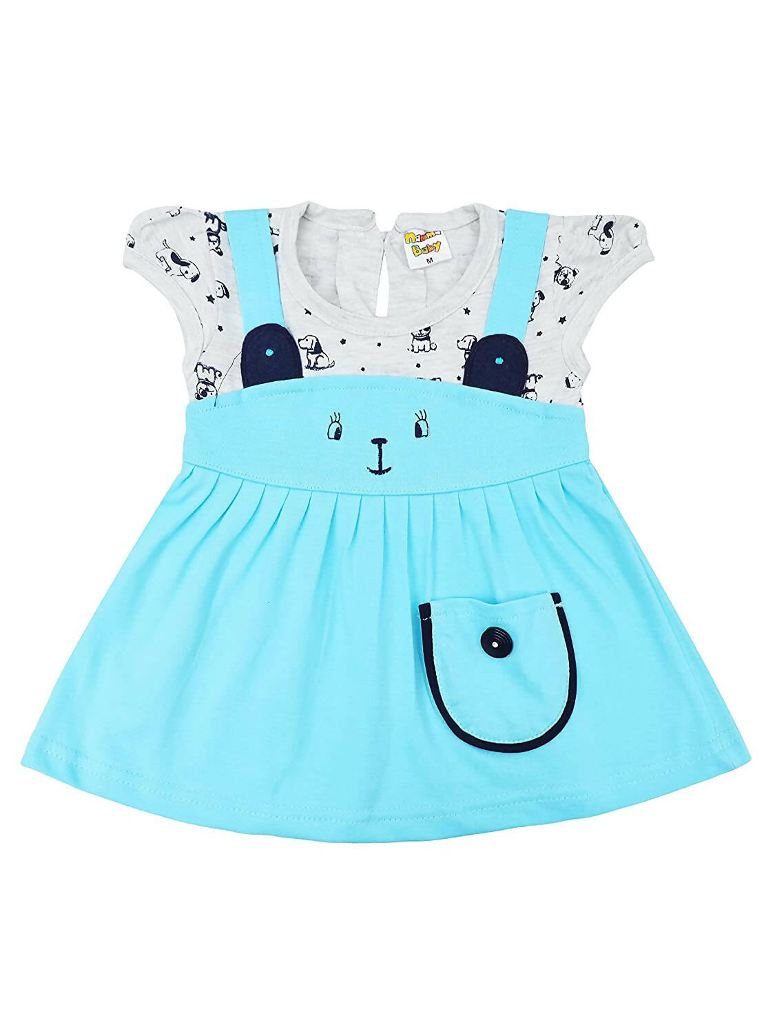 NammaBaby Baby Girl's A-Line Mini Frock Dress - Blue | Grocsy
