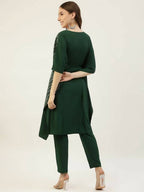 FIORRA Women's Green Poly Crepe Kaftan Type Kurta Set | Grocsy