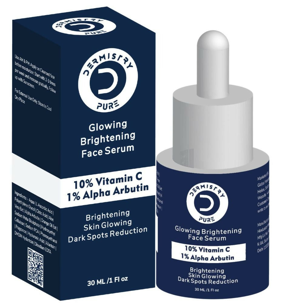 Dermistry Pure 10% Vitamin C 1% Alpha Arbutin Dull Skin Brightening Lightening Fairness Glow Serum | Grocsy