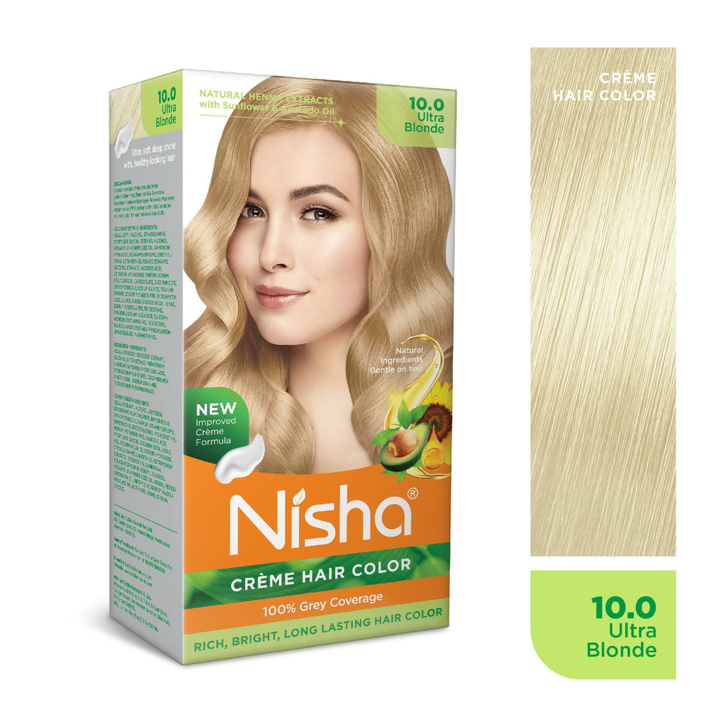 Nisha Creme Hair Color for Women - Ultra Blonde | Grocsy