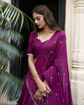 Lorenvalley Wine Pure Chanderi Plain With Zari Weaving Work Border Lehenga Choli | Grocsy