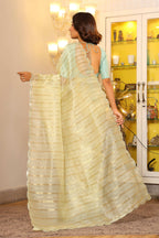 Vamsee Vijaytara Pista Organza Saree | Grocsy