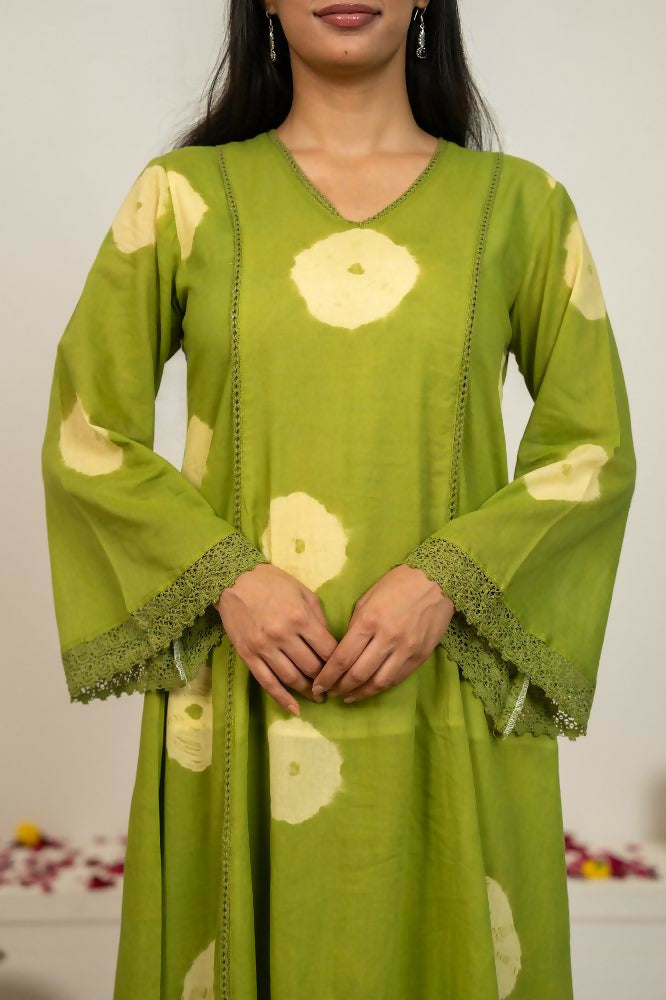 Joban Fashion Green Tie & Dye Cotton Suit Set | Grocsy