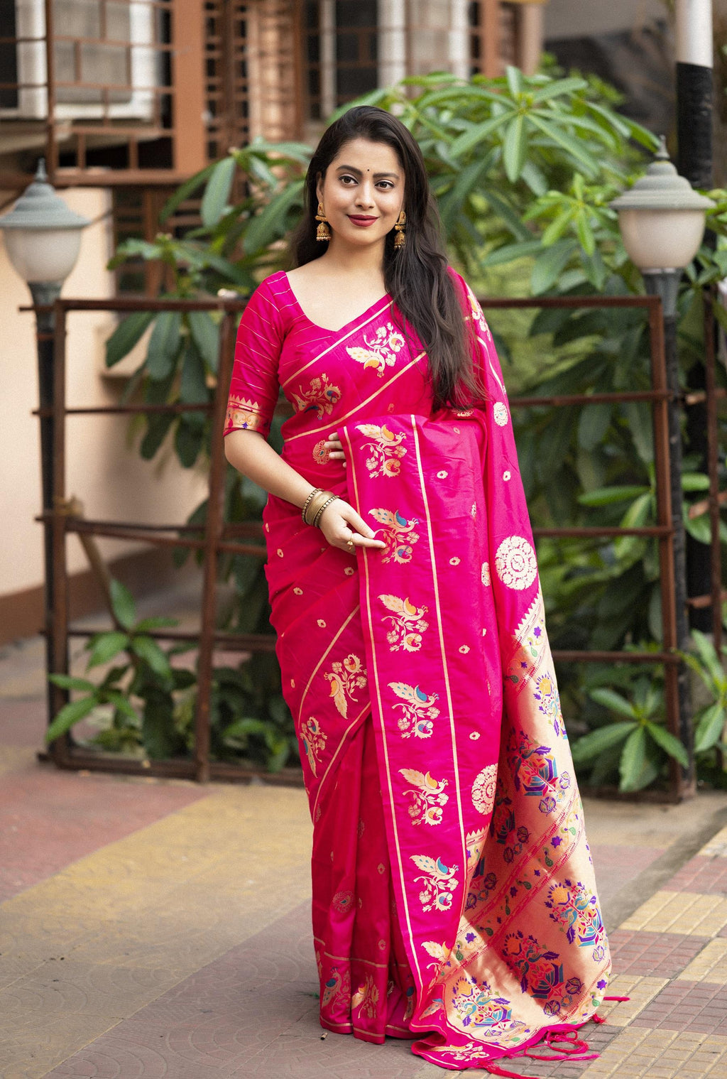 Rani Pure Silk Woven Design Saree with Unstitched Blouse - Hiral Fashion | Grocsy
