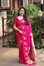 Rani Pure Silk Woven Design Saree with Unstitched Blouse - A2M | Grocsy