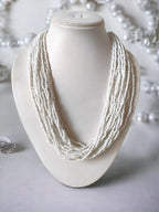 Inhanns Handmade Beaded Multilayer Necklace, 20 Layers - White | Grocsy