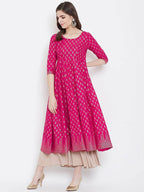 Cheera Embellished Daily Wear Cotton Blend Kurta - Pink | Grocsy