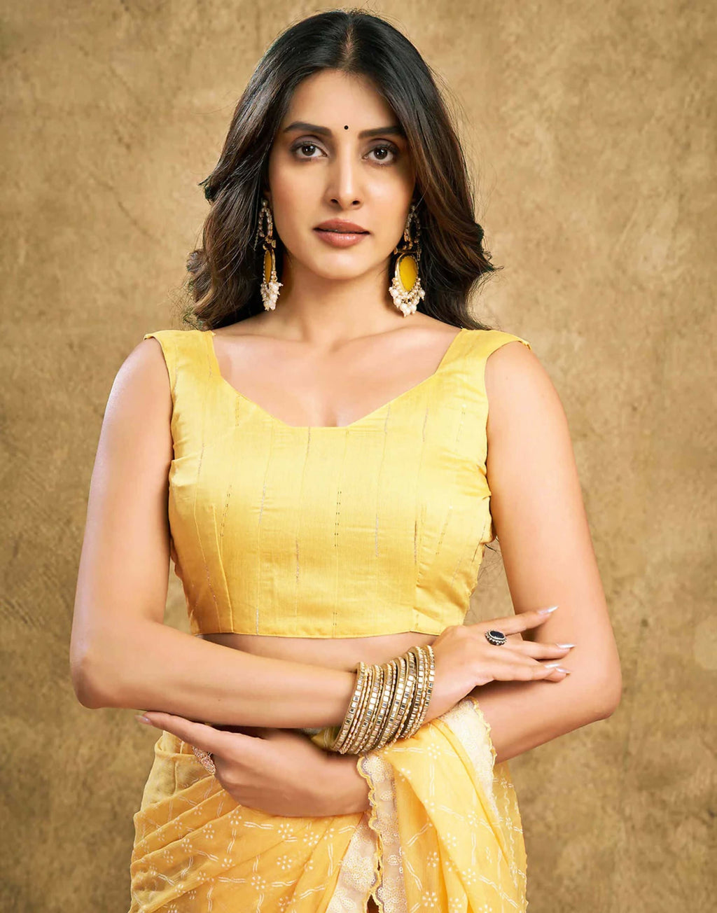 Joban Fashion Chiffon Light Yellow & White Printed Saree | Grocsy