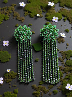 Inhanns Handmade Crystal Waterfall Earrings - Long - Dark Green Big | Grocsy