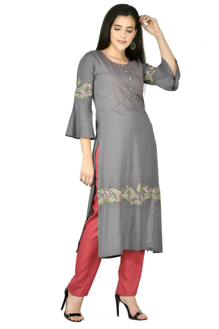 Joban Fashion Grey Cotton Rayon Kurta Set | Grocsy