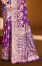 Sangam Prints Purple Silk Woven Work Traditional Saree | Grocsy