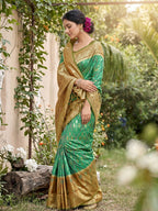 Shree Shyam Fashion Rama Green Soft Silk Saree | Grocsy
