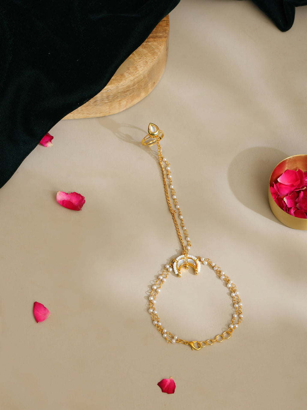 Ruby Raang Gold Chand Kundan Haath Phool | Grocsy