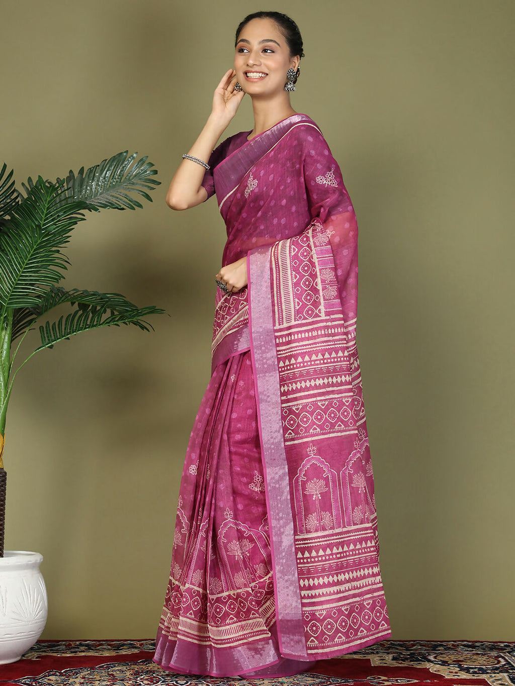 Shree Shyam Fashion Cotton Purple Saree | Grocsy