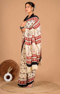 Exclusive Collection Off White Maroon Beautiful Mulmul Cotton Saree | Grocsy