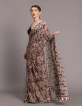 Suta Beige Black Pure Mul Cotton Printed Saree | Grocsy