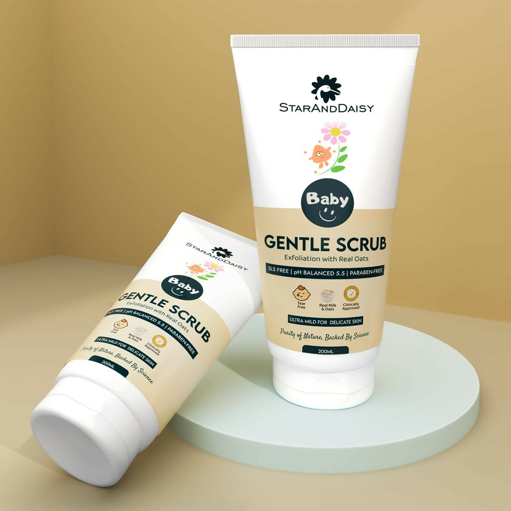 StarAndDaisy Baby Body Scrub with Real Milk & Oats, SLS Free & Paraben free with pH 5.5 | Grocsy