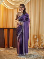kasee Beads and Stones Satin Saree | Grocsy
