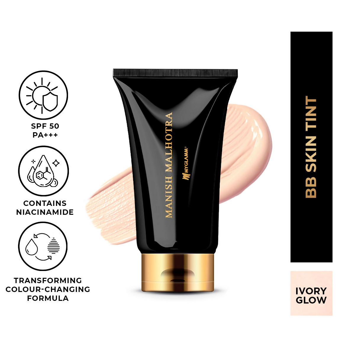 MyGlamm Manish Malhotra BB Skin Tint With SPF 50 PA+++ Ivory Glow | Grocsy