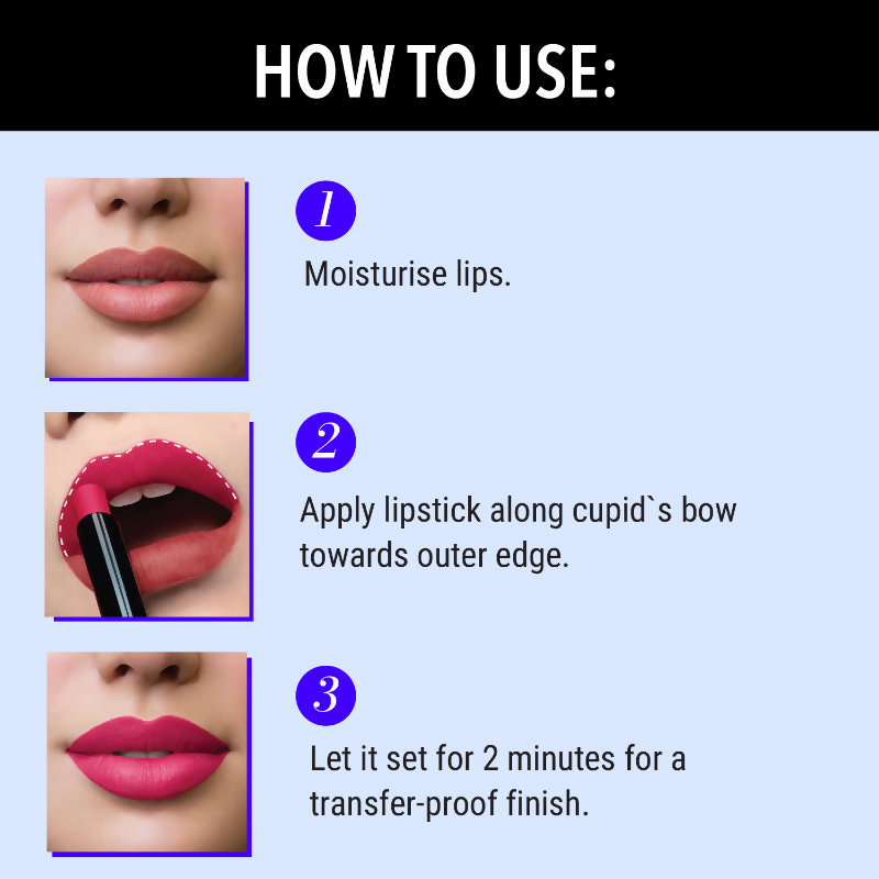 Blue Heaven Ultimatte NonTransfer Long Lasting Lipstick - 07 Pink | Grocsy
