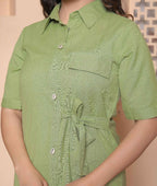 Miravan Womens Green Party Dress With Belt | Grocsy