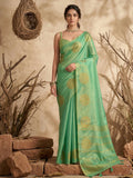 Shree Shyam Fashion Green Tissue Silk Saree | Grocsy