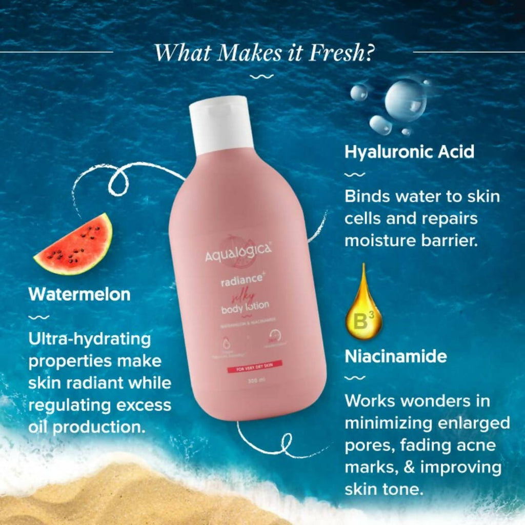 Aqualogica Radiance+ Silky Body Lotion - Limited Time Offer | Grocsy