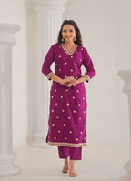 Festive Ethnic Viscose Chanderi Rani Pink Stitched Suit With Dupatta - Rashmika | Grocsy