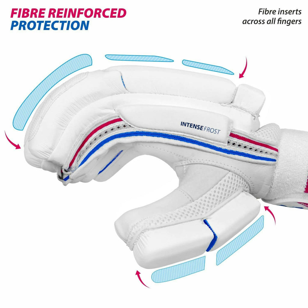 DSC Intense Frost Leather Cricket Batting Gloves for Mens - Right Hand, White, One Size | Grocsy