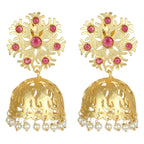 Joban Fashion Women Matte Gold Brass Jhumka | Grocsy
