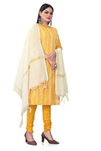 Mustard Cotton Jacquard Woven Unstitched Dress Material - Amara | Grocsy