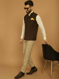 Even Apparels Pure Wool Nehru Jacket - Brown | Grocsy