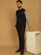 Even Apparels Pure Wool Nehru Jacket - Black | Grocsy