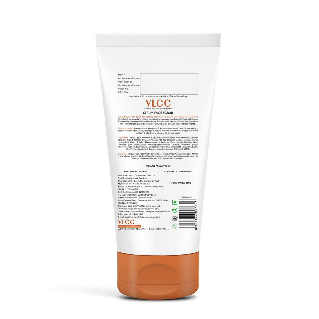 VLCC Oil Defense Scrub With Salicylic Acid Serum Green Tea & Rice | Grocsy