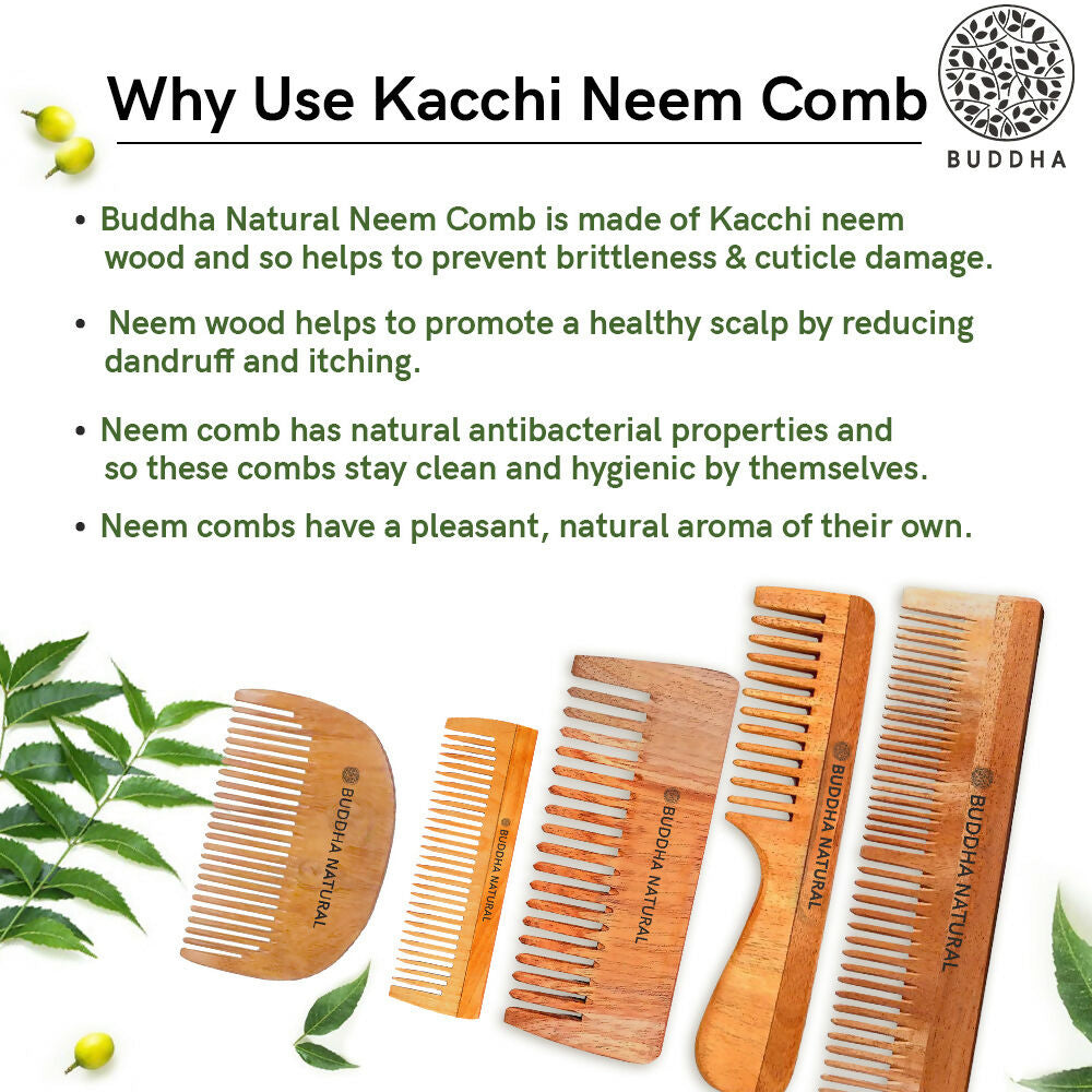 Buddha Natural Baby Wide Tooth Comb - Kacchi Neem Wood Comb | Grocsy
