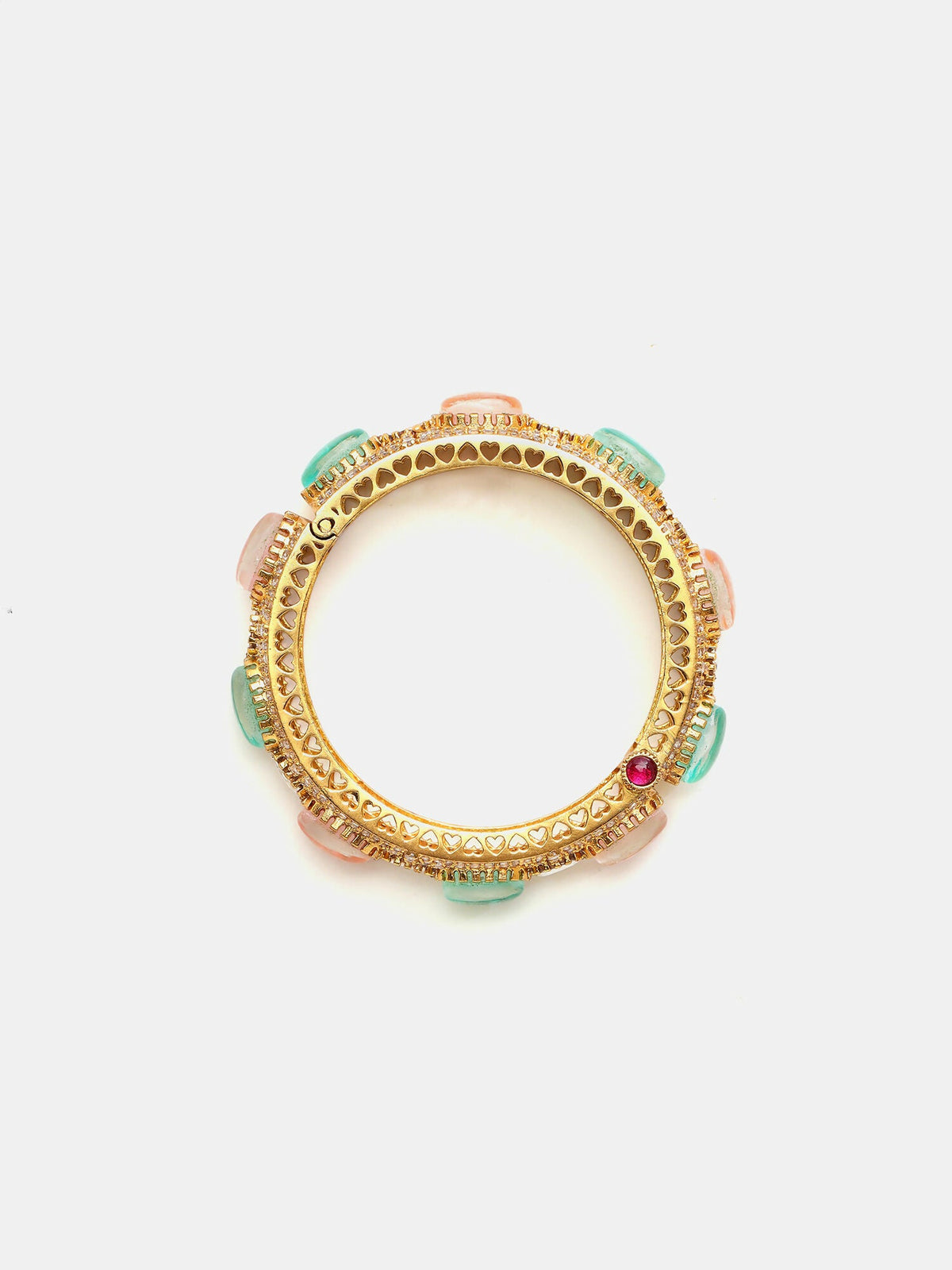 Ruby Raang 22k Gold Polished Multi Kundan Bracelet | Grocsy