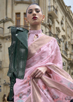 Lovely Baby Pink Polly Brasso Designer Saree - Emponline | Grocsy