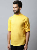 Even Apparels Yellow Color Pure Cotton Men's Kurta With Side Placket (MMS759) | Grocsy