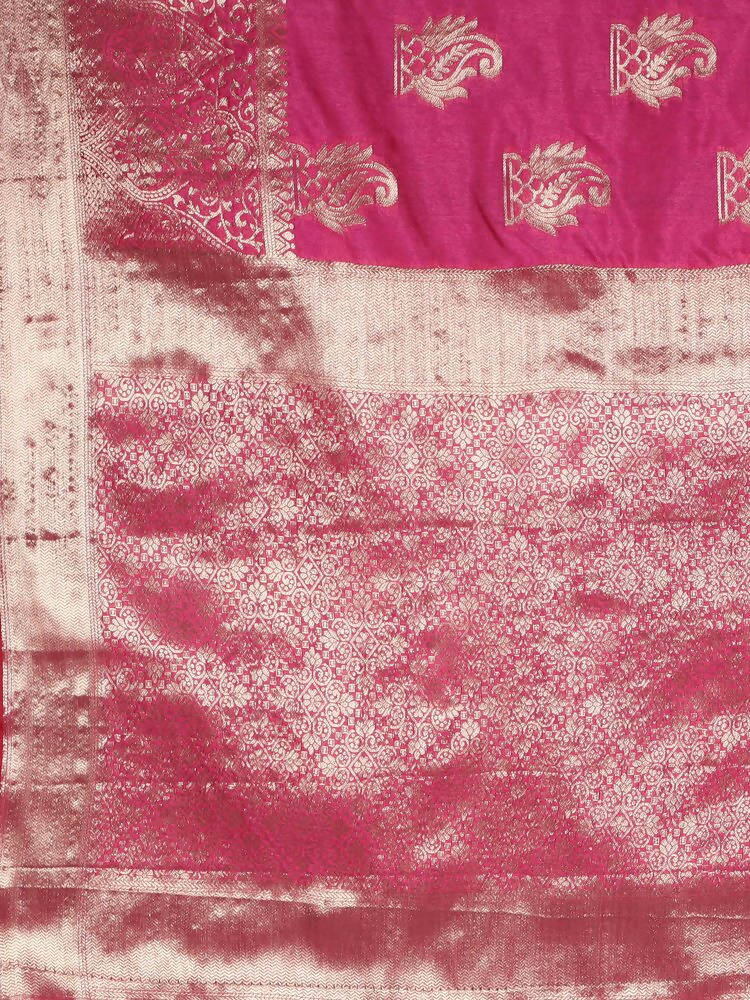 Kalamandir Zari Paisleys Pink Silk Blend Saree | Grocsy
