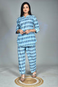 Morchari Digital Print Semi Muslin Co-Ord Set Top & Trouser-Multicolor | Grocsy