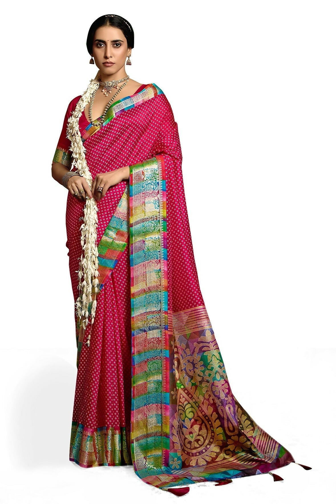Joban Fashion Tushar Silk Pink Colored With Zari Border And Designer Pallu Saree | Grocsy